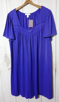 Miss Elaine Essentials Tricot Nightgown Women's 2X Lapis Blue Very Lightweight • $24.99