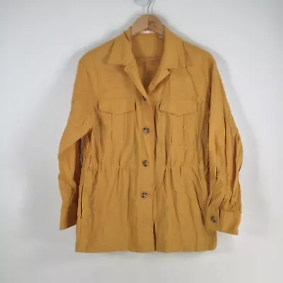 Uniqlo Womens Jacket Size S Yellow Long Sleeve Linen Cotton Buttoned 050602 • $27.96