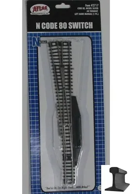 Atlas N Scale ~ New 2024 ~ Code 80 ~ Manual ~ #8 Left Switch Turnout ~ 2717 • $16.72
