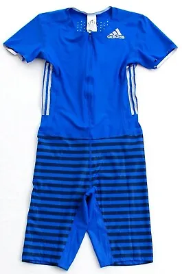 Adidas AdiZero ClimaLite Blue Short Sleeve PU Suit Track Sprint Suit Men's NWT • £23.45