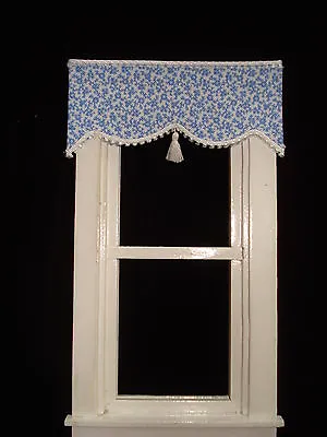Dollhouse Curtains - Shade - Tiny Blue Floral With Tassel - 3   Wide • $5.95