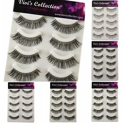 False Eyelashes Lashes 5 Pairs Set Short Medium Long Strip Fake Eye Natural V1 • £3.99