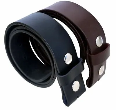 Snap On Genuine Leather Belt Strap Brown & Black 1.5  Wide One Piece Leather • $14.99