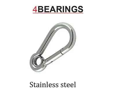 Stainless Steel Snap Hook With Eye Carbine Hook Climbing/hiking *please Choose* • £3.83