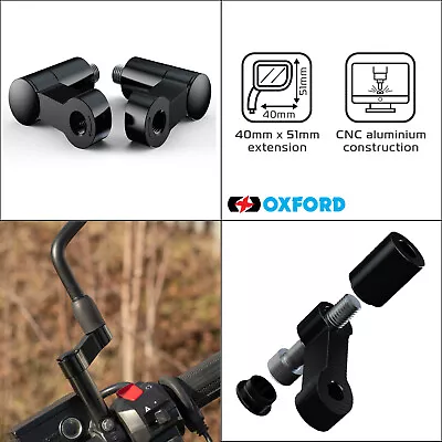 Oxford Motorbike Mirror Extenders CNC Aluminium Motorcycle Black Bolts Included • $32.02