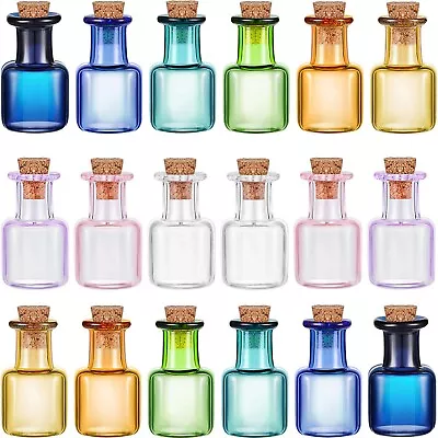 18 Pcs 9 Colored Tiny Spell Jars Glass Mini Potion Bottles With Cork Stoppers • $14.99