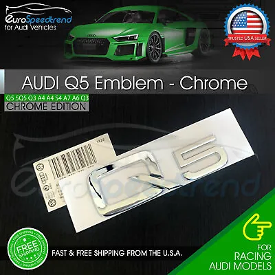 Audi Q5 Chrome Emblem 3D Rear Trunk Lid Badge OEM S Line Logo Nameplate SQ5 • $19.99