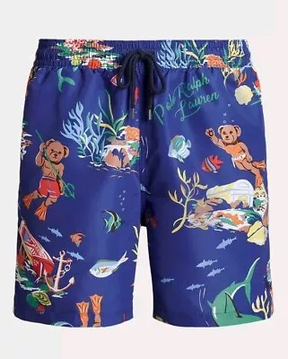 NWT Polo Ralph Lauren Men’s Bear Swim Trunks Shorts Blue All Sizes MSRP $95 • $59.50