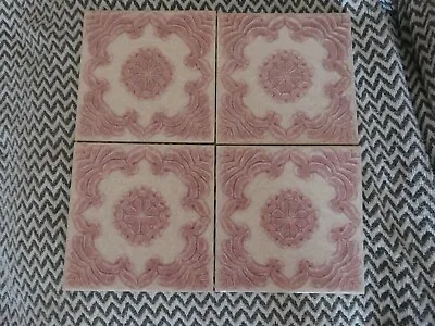  FOUR  VINTAGE 1970s RETROCRISTAL  H & R JOHNSON LTD WALL TILES 6  SQUARE • £16