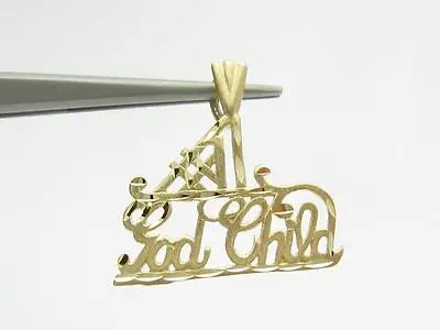 14k Yellow Gold #1 God Child Vintage Charm Pendant Necklace 1.4 Grams Gift • $155