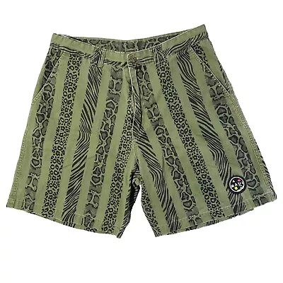 Vintage MAUI And SONS Chino Shorts Animal Print Green Black USA 90s 1980s READ • $89.99