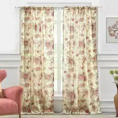 Global Trends Antique Rose Curtain Panel Set Of 2 • $26.26