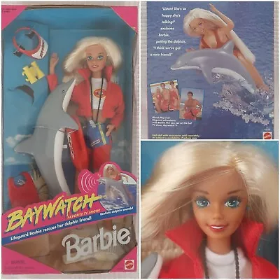 1994 Baywatch Lifeguard Barbie W/ Talking Dolphin & Accessories Sealed NRFB • $149