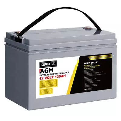 Giantz 135Ah Deep Cycle Battery 12V AGM Marine Sealed Power Portable Box Solar C • $216.55