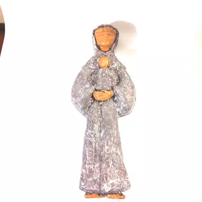 Pottery Monk And Child Catholic Hanging Wall Statue Plaque Signed • $38.25