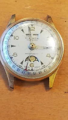 Vintage Pierce Triple Day Date Moonphase Calendar Wrist Watch 17j Parts Repair • $215