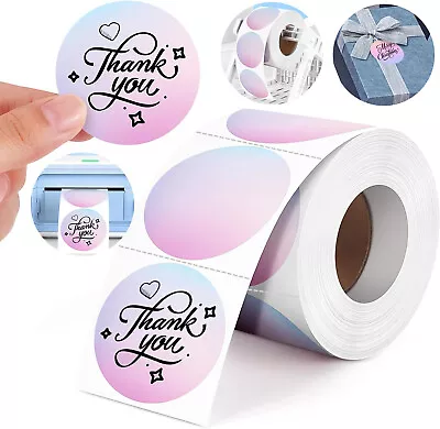 2  Round Direct Thermal Labels Multi-Purpose Sticker - Thank You DIY Logo Design • $9.99