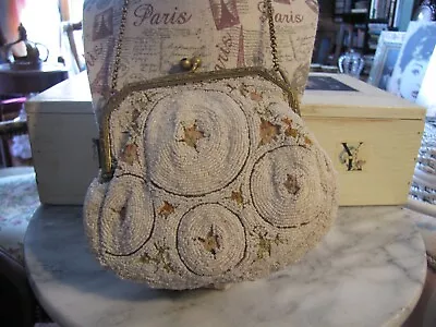 Vintage Made In France Embroidered Beaded Evening Bag • $39