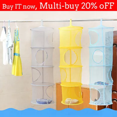 £5.65 • Buy 1pcs Toys Storage Hanging Bag Basket Soft Teddy Hammock Net Storage 4 Girds Net