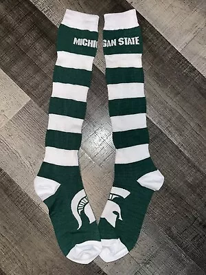 Michigan State Spartans College Team Green Stripe Adult Logo Knee High Socks • $9.39