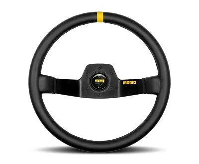 MOMO Mod.02 350mm Black Leather Racing Competition Steering Wheel • $249.95