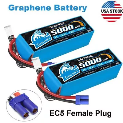 2pcs Yowoo 6S 5000mAh 150C 22.2V EC5 Lipo Battery Graphene For RC Car Airplane • $139.99