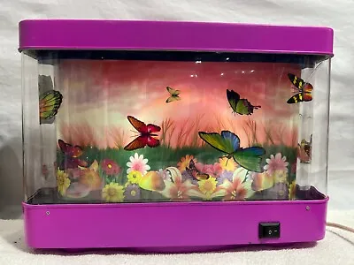 Butterfly Moving Lighted Picture Light Pink Frame  12.5  Long Vintage Working • $47.77