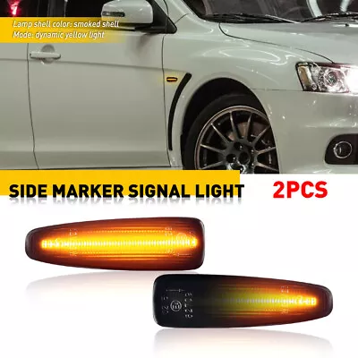 2x Smoked Sequential Led Side Marker Lights For Mitsubishi Lancer EVO X Mirage • $15.99