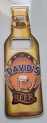 David's Beer Bottle Opener Stainless Steel Fridge Magnet Gift For Him 18.5cm • £3.25