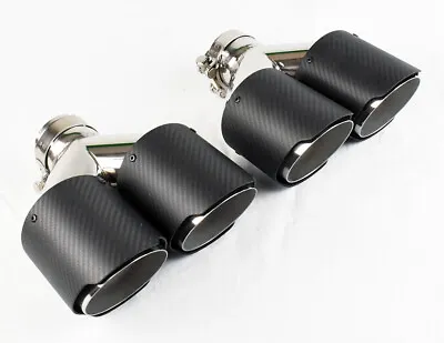 Dual 4  Quad Uniform Carbon Fiber Exhaust Tips Fits Audi S5 2008-2016 • $144.99