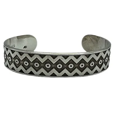 Kabana 925 Sterling Silver Southwestern Chevron Design Cuff Bracelet Signed • $65