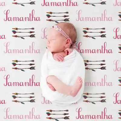 30 X 40 Personalized Bow And Arrow Baby Girl Blanket | Fleece | Mink • $34.99