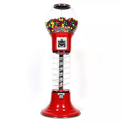 Original Wizard Spiral Gumball Machine Red Clear Track Color .984 Token Mech • $1219