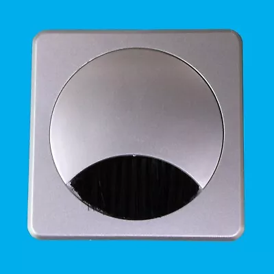 Silver Square 60mm Computer Desk Brush Grommet Outlet Wire Hole Cover Cable Tidy • £2.99