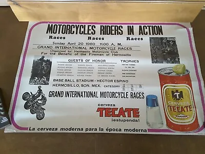 GRAND INTERNATIONAL MOTORCYCLE RACES Poster Hermosillo Son. Mexico April 20 1980 • $94.47