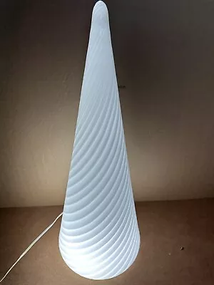 Large Conic White Swirl Murano 1970s Glass Table Lamp 24  Vetri Italy • $594.30