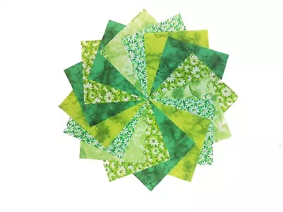 40 5  Quilting Fabric Squares Four Leaf Clover/Shades Of Green 2 !! • $11.49