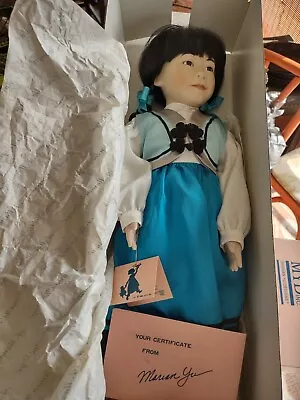 Marian Yu Designs Porcelain Asian Doll 20 1/2  Tall On Stand W/ Box #2798/5000 • $11