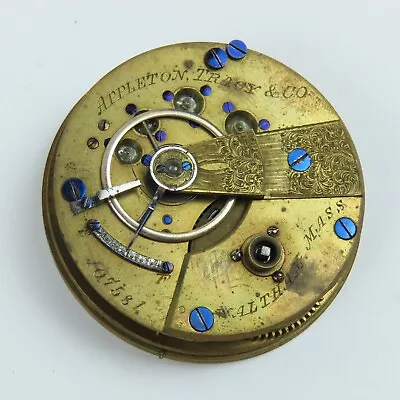 Appleton Tracy & Co. (Early Waltham) Pocket Watch Movement | 18s | 15J | 107581 • $55