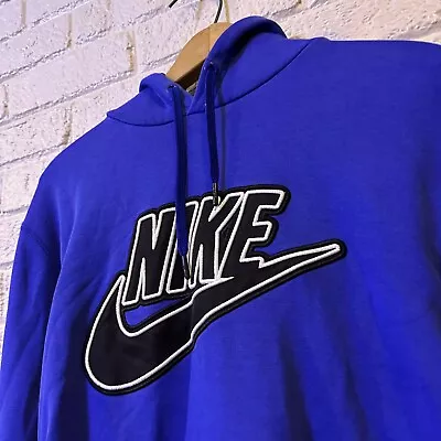 VINTAGE Sun Stained 90s Nike Hoodie Teal Blue L Embroidered • $22.81