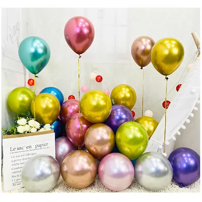 $9.89 • Buy 50 Pcs Metallic Balloons Chrome Shiny Latex Thicken 12  For Wedding Party US
