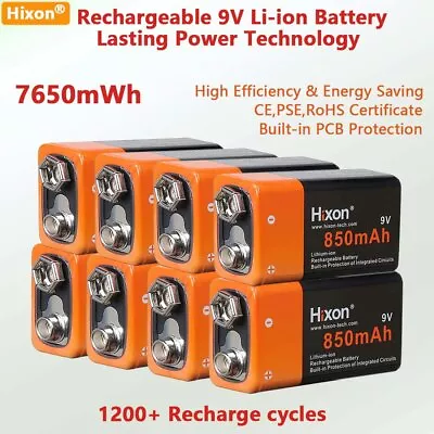 9v Rechargeable Lithium Li-Ion Battery 7650mWh Smoke Alarm 9 Volt Batteries Lot • $26.99