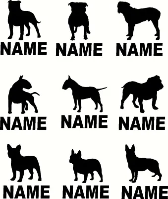 £6.99 • Buy Dog Stickers Personalised Name Car Wall Window Kennel Vinyl Decal Dog Breed M Uk