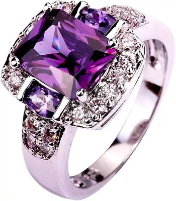 925 Sterling Silver Created Pink Topaz Filled Halo Promise Ring • $33.50