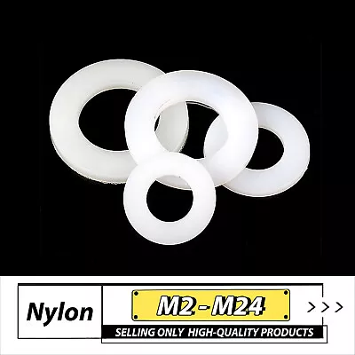 M2-M24 White Nylon Flat Plain Washers Plastic Penny Washers Mudguard Washers • $1.75
