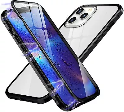 360° FRONT + BACK GLASS Magnetic Phone Case IPhone 11 12 PRO MAX X XS XR 7 8 6s • £6.49