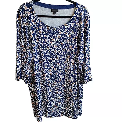 J. Jill Top Womens Wearever Collection Pullover Floral 3/4 Sleeve Plus Size 2X • $24.49