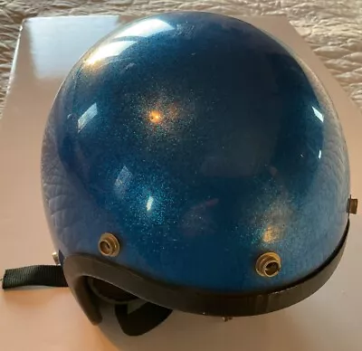 Vintage Nor On 1966 Blue Metal Flake Motorcycle Helmet Size Small? • $30