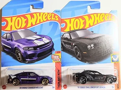 Hot Wheels 20 Dodge Charger Hellcat SRT Metalflake Purple & 18 Challenger Demon • $15.99