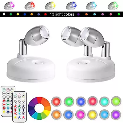 2x Wireless RGB LED Spotlight Battery Operated Downlight Wall Mounted Spot Light • £13.69